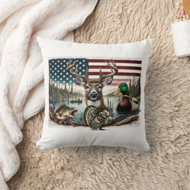 Coussin Cerfs et campagne américaine (Couverture)
