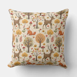 Coussin Cerfs et renards des bois Motif d'animaux de forêt