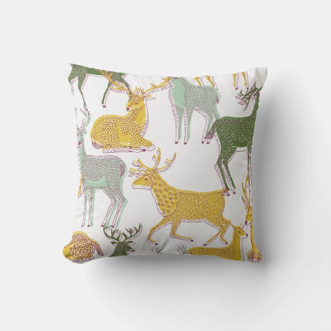 Coussin Cerfs géométriques : Illustration Motif traditionn (Recto)