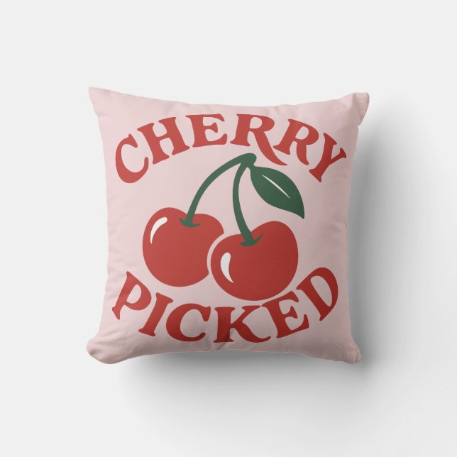 Coussin Cerise Choisi Graphique de Fruit Rétro à la Mode R (Recto)
