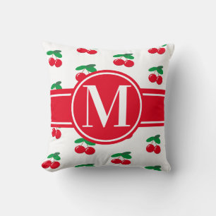 Coussin Cerises Fruit Rouge Motif Monogramme Black Thon Pi
