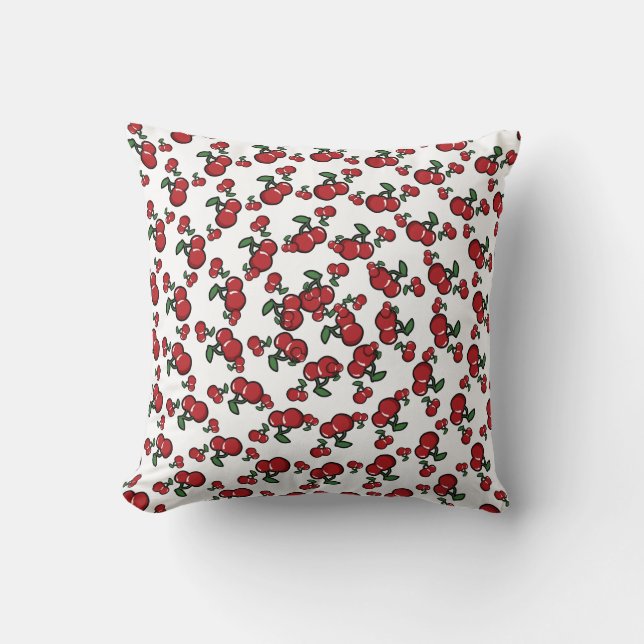 Coussin Cerises Rouges & Fruit Mignon Blanc (Toute Couleur (Recto)
