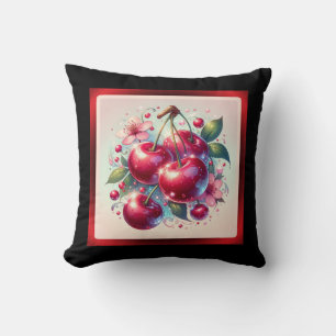 Coussin Cerises Rouges Mignonnes Florales Rose Féminin 