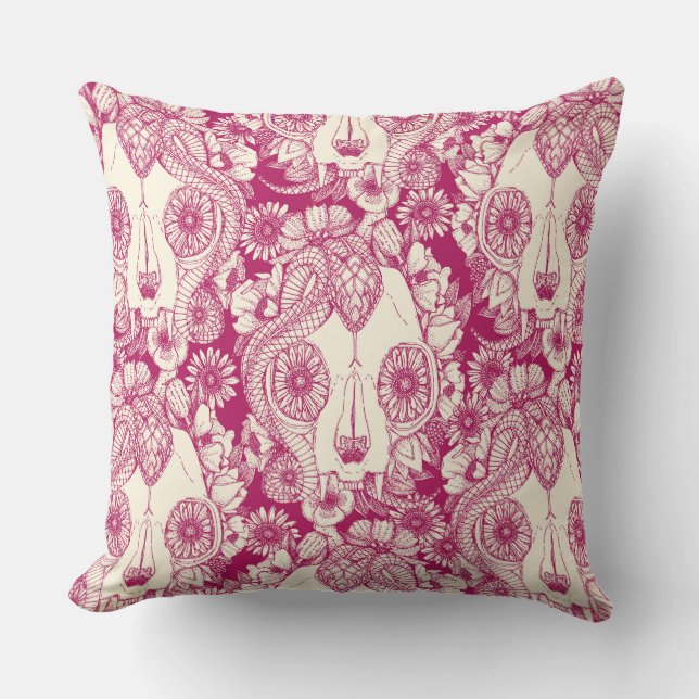 Coussin cerisier damassé (Recto)
