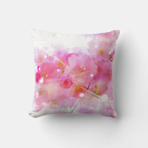 Coussin Cerisier japonais aux fleurs rose pastel