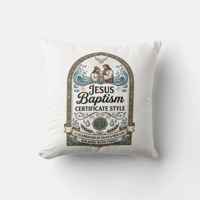 Coussin Certificat de baptême de Jésus Style Certificat de (Recto)