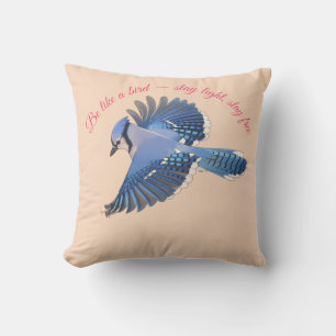 Coussin Cerulean Soar : Geai bleu détaillé en vol