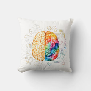 Coussin Cerveau Coloré - Science Et Art - Neuroscience Ne