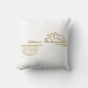 Coussin Cerveau vs Cœur Art en Ligne Minimaliste