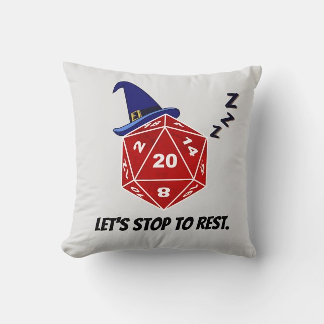 Coussin Cessons de reposer le carreau du magicien D20 (Recto)
