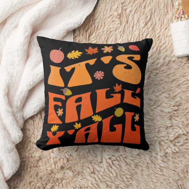 Coussin C'est automne Y'all Citrouille et automne Feuilles (Couverture)