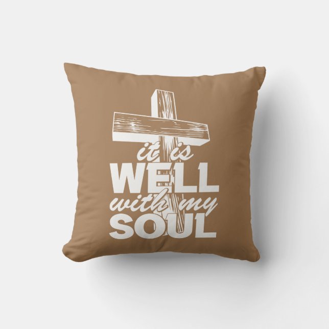 Coussin C'Est Bien Avec Mon Âme Avec Croix (Recto)