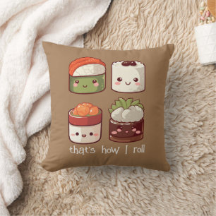 Coussin C'est comme ça que je roule Cute Kawaii Sushi