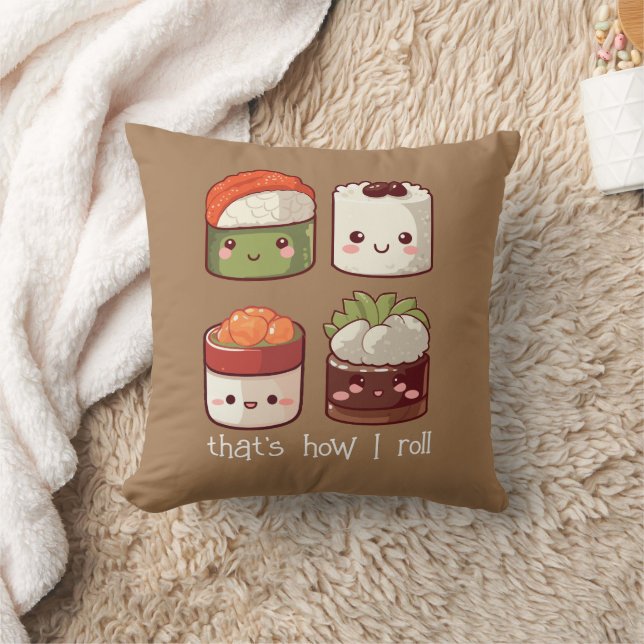 Coussin C'est comme ça que je roule Cute Kawaii Sushi (Couverture)