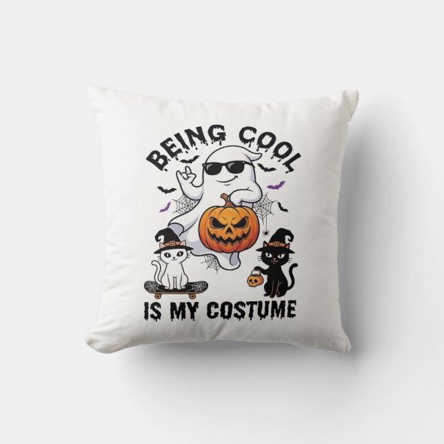 Coussin C'est Cool C'est Costume Halloween Fantôme Citroui (Recto)