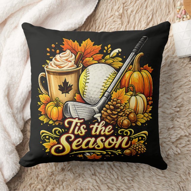 Coussin C'est la saison Café épicé à la citrouille de golf (Couverture)