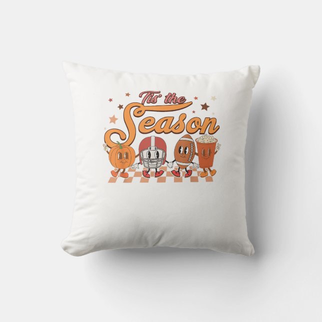 Coussin C'Est La Saison Citrouille Leaf Latte Football Cre (Recto)