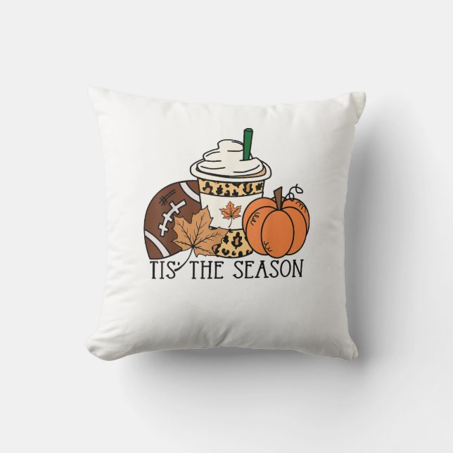 Coussin C'Est La Saison Citrouille Thanksgiving Football M (Recto)