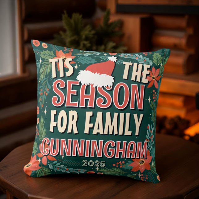 Coussin C'est la saison de Noël festif en famille (Créateur téléchargé)
