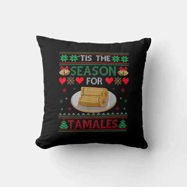 Coussin C'est la saison des tamales drôle de nourriture de (Recto)
