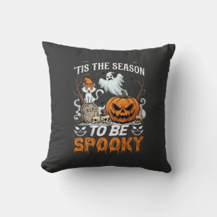 Coussin C'est la saison d'Halloween citrouille fantôme eff