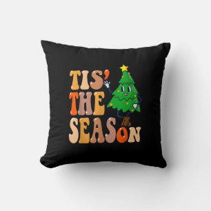 Coussin C'est la saison festive sapin de Noël Groovy