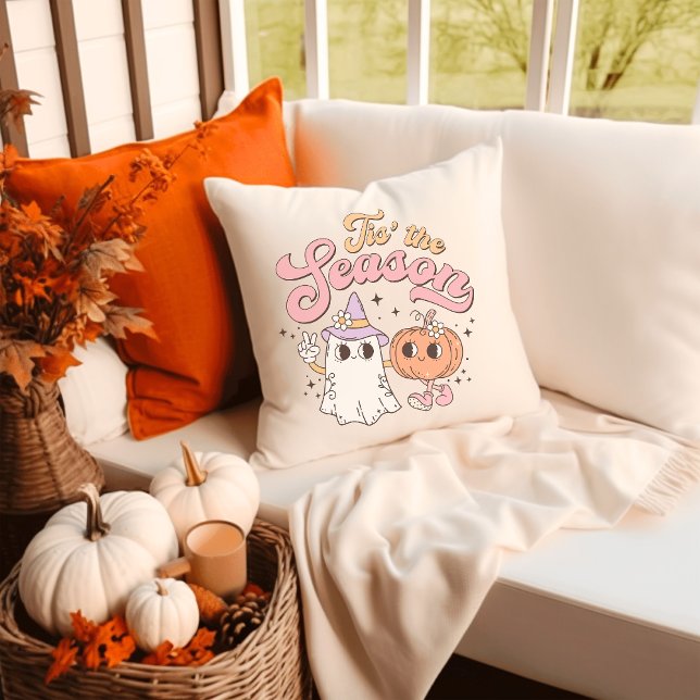 Coussin C'est la saison Retro Halloween Super (Créateur téléchargé)