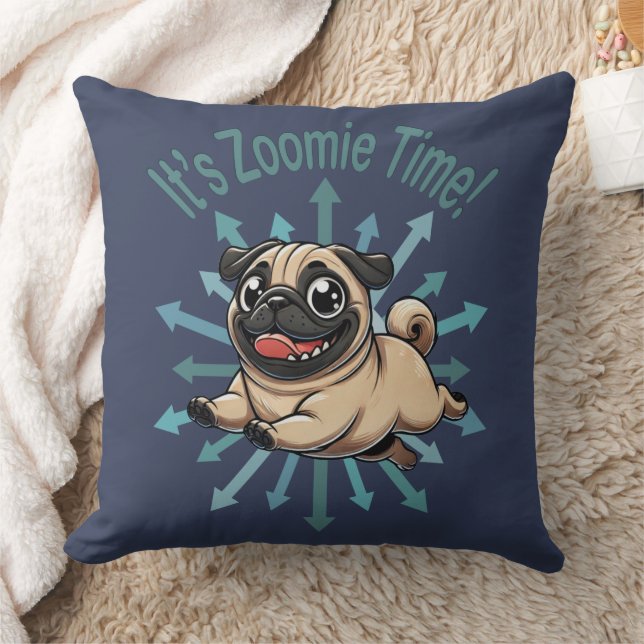Coussin C'est le Carlin de temps Zoomie (Couverture)