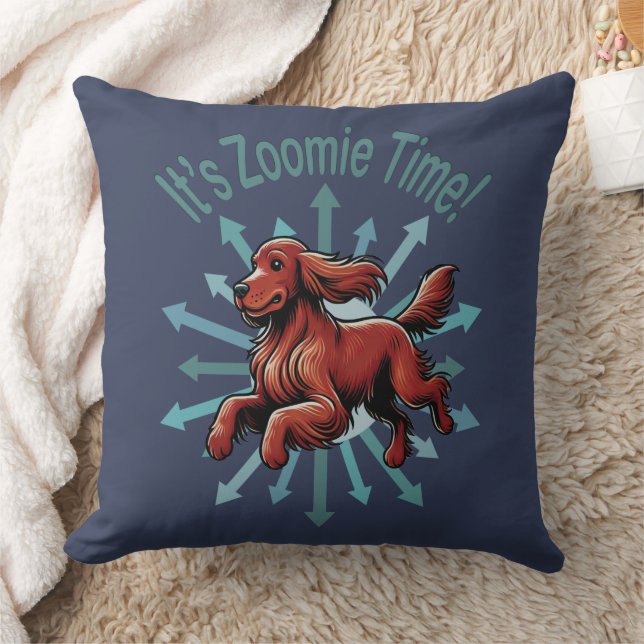 Coussin C'est le temps de Zoomie Irish Setter (Couverture)