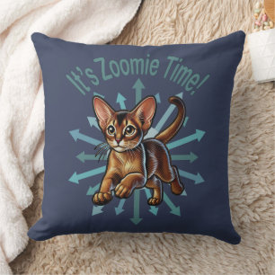 Coussin C'est le temps Zoomie Chat Abyssin