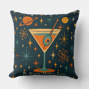 Coussin C'est l'heure du Martini Atomique Étoiles Cosmique