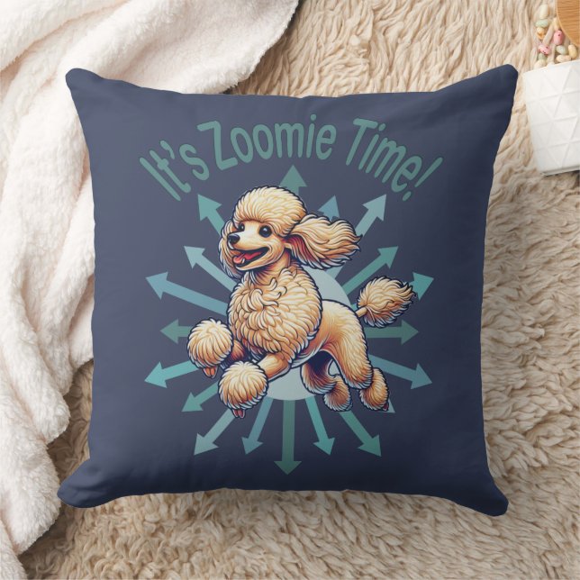 Coussin C'est l'heure Zoomie Caniche (Couverture)