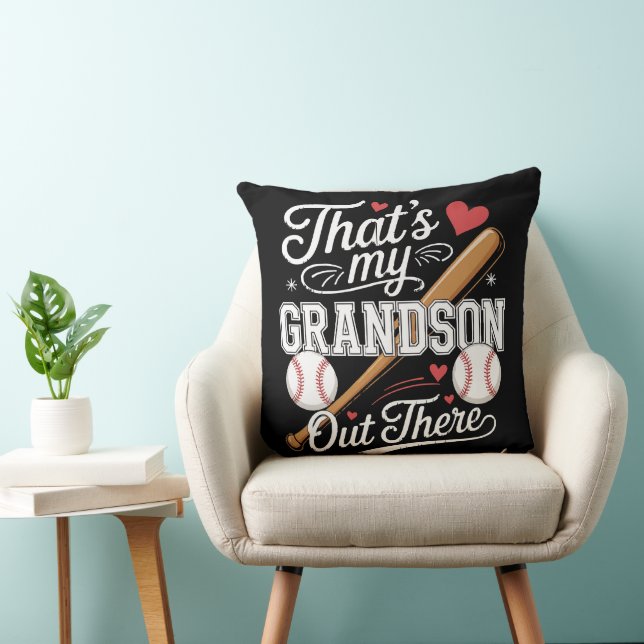 Coussin C'est mon petit-fils là-bas Baseball (Chaise)