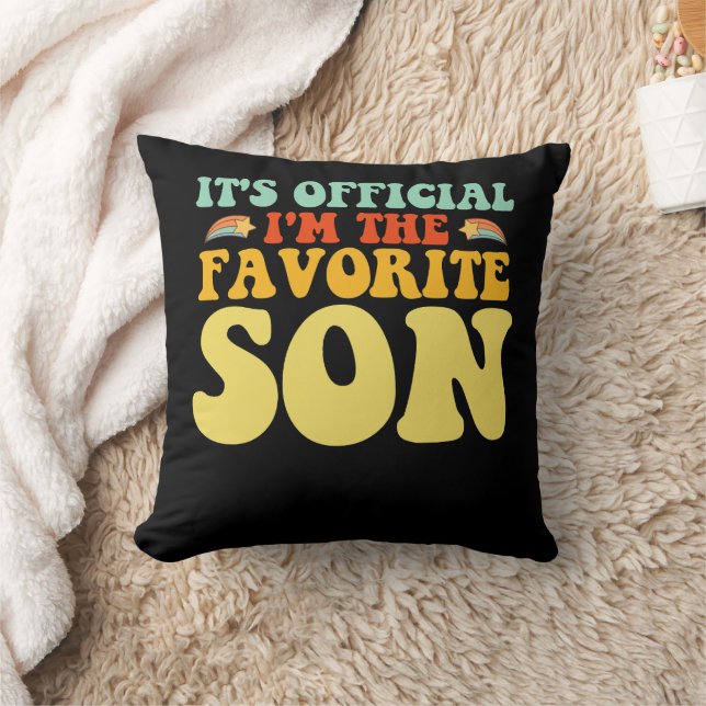 Coussin C'est officiel, je suis le fils préféré groovy (Couverture)