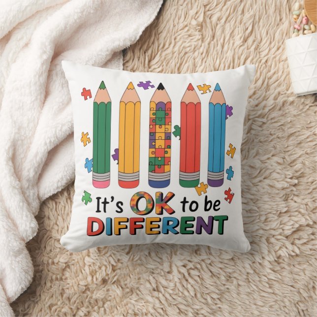 Coussin C'est OK pour être Différent Sensibilisation à l'a (Couverture)
