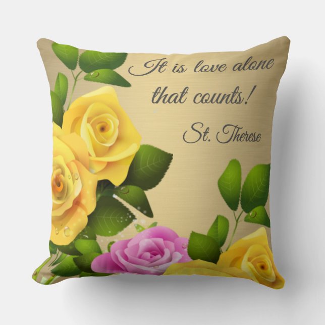 Coussin "C'est seul un amour qui compte." ROSES de St (Recto)