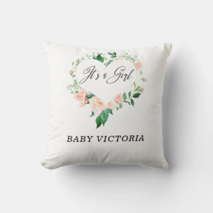 Coussin C'est un Baby shower rose vif
