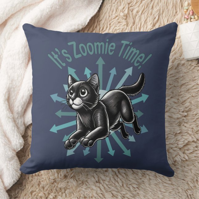 Coussin C'est Zoomie Time Black Cat (Couverture)