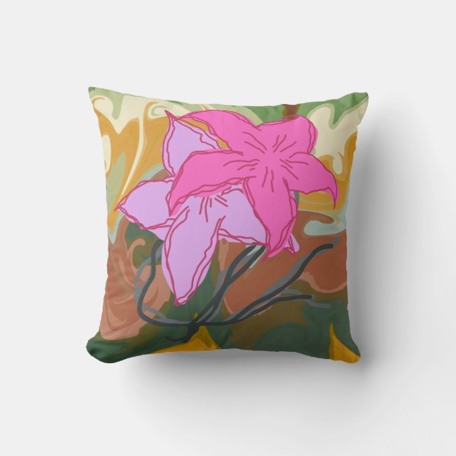 Coussin Cette conception d'art floral abstrait allie des é (Recto)