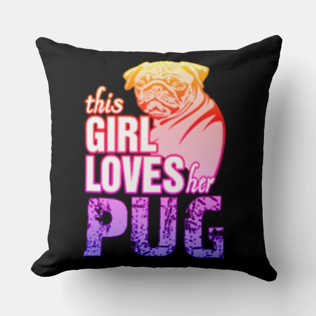 Coussin Cette Fille Adore Son Pug (Recto)
