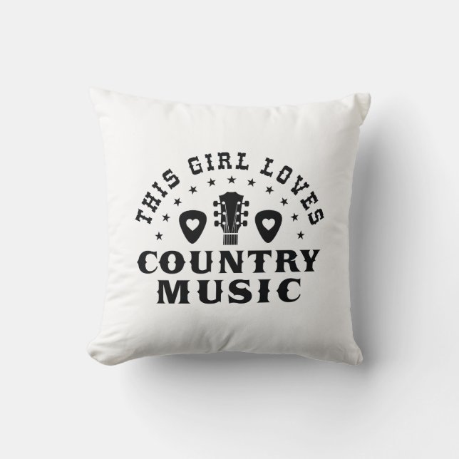 Coussin Cette Fille Aime La Musique Country (Recto)