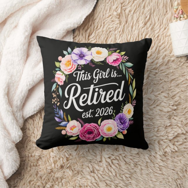 Coussin Cette fille est retraitée 2026 Floral Retiret (Couverture)