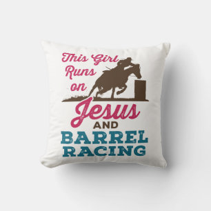 Coussin Cette fille tourne sur Jésus et la course de baril