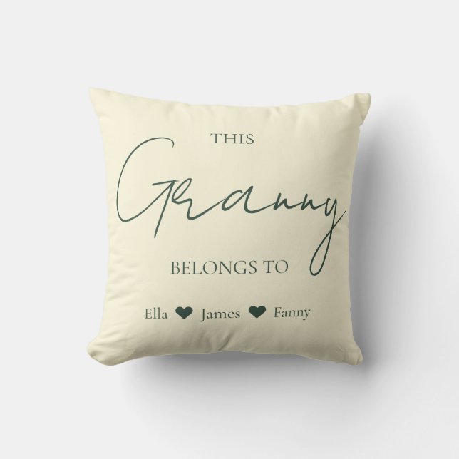 Coussin Cette grand-mère appartient aux petits-enfants Nom (Recto)