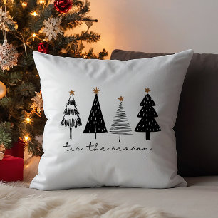 Coussin Cette Saison   Arbres de Noël noirs modernes