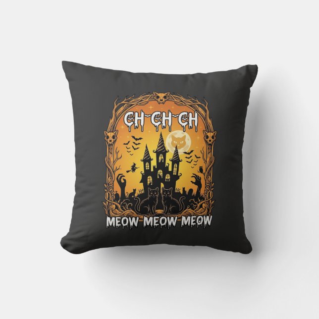 Coussin Ch Meow Château Hanté Halloween_1 (Recto)