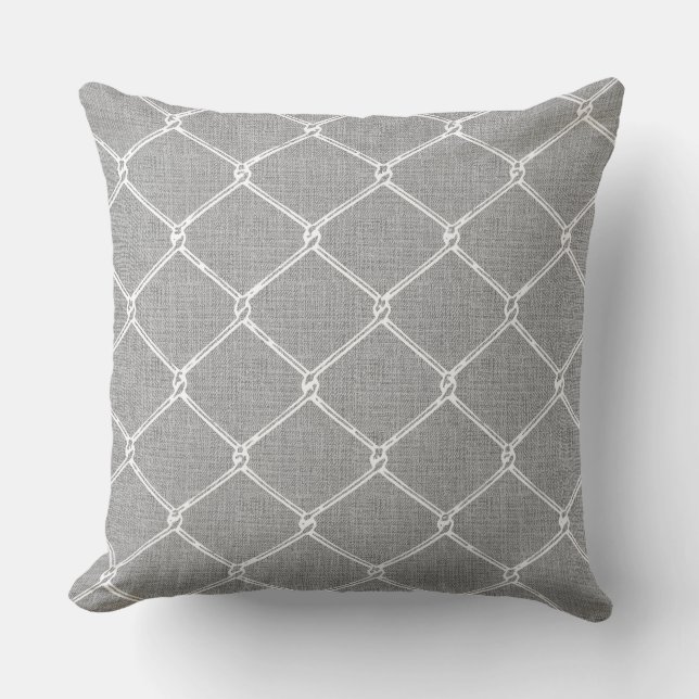 Coussin Chain Link Park – Motif skate gris et blanc urbain (Recto)