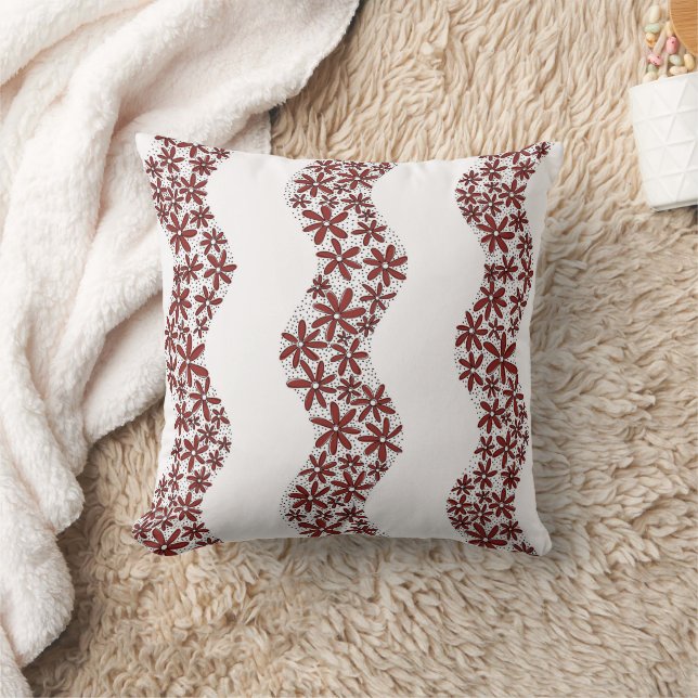 Coussin Chaîne de marguerite Fleur laide rayures rouge (Couverture)