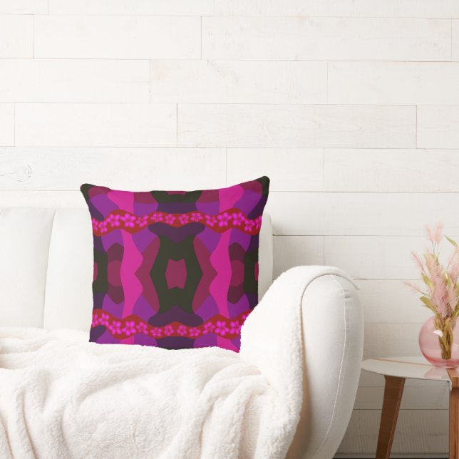 Coussin Chaîne de marguerite psychédélique - Magenta (Canapé)