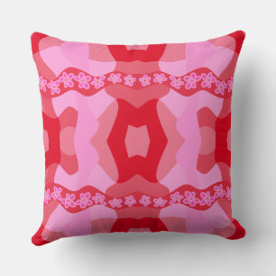 Coussin Chaîne de marguerite psychédélique - Rouge rose